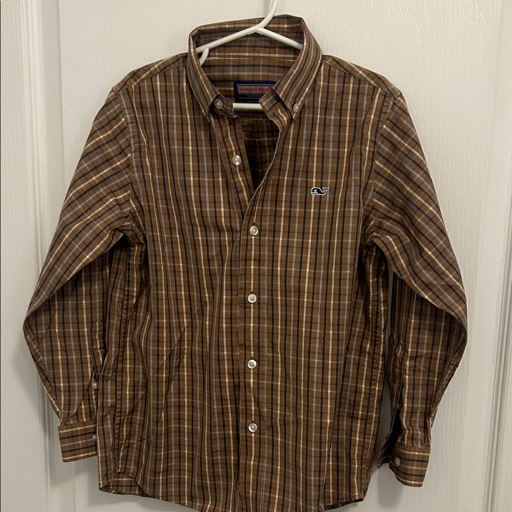Vineyard Vines Brown Plaid Kids Button Down Shirt